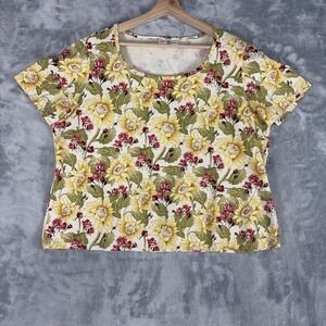 Real Clothes Salon Z Shirt Womens 2X Multicolor Floral Short Sleeve Stretch Tee